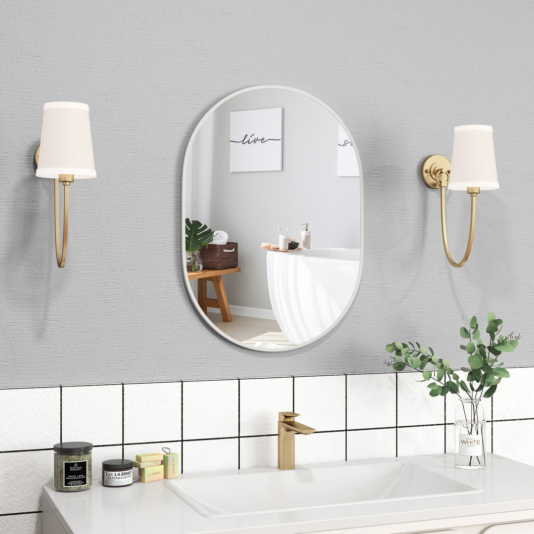 Runway Oval Bathroom Mirror with Shatter-Proof Film and Expansion Screws - TidySpaces