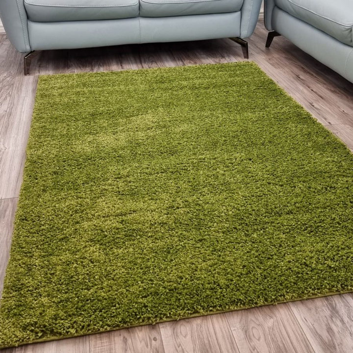 Green Fluffy Shaggy Plain Green - TidySpaces