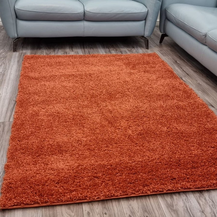 Terracotta Fluffy Shaggy Plain Terracotta - TidySpaces