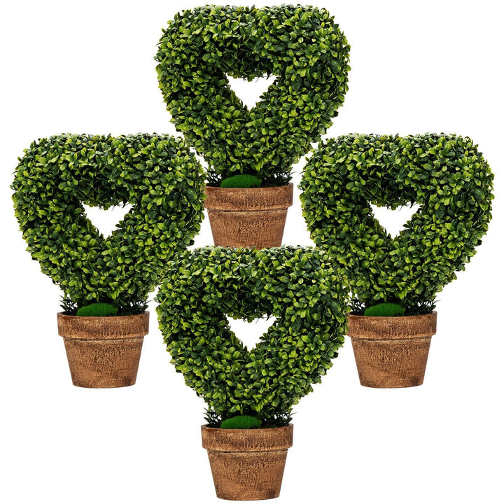 4 Pieces Heart-Shape Artificial Plant Set-Green - TidySpaces