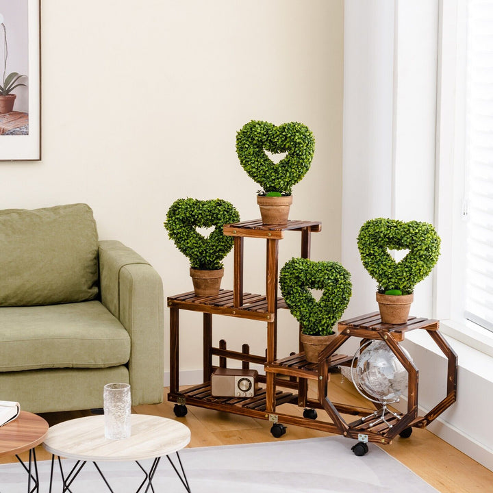 4 Pieces Heart-Shape Artificial Plant Set-Green - TidySpaces