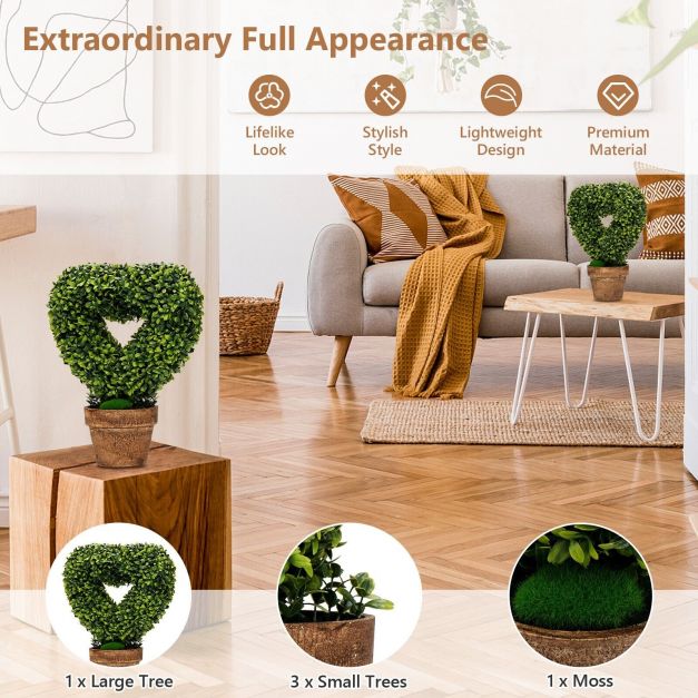 4 Pieces Heart-Shape Artificial Plant Set - TidySpaces
