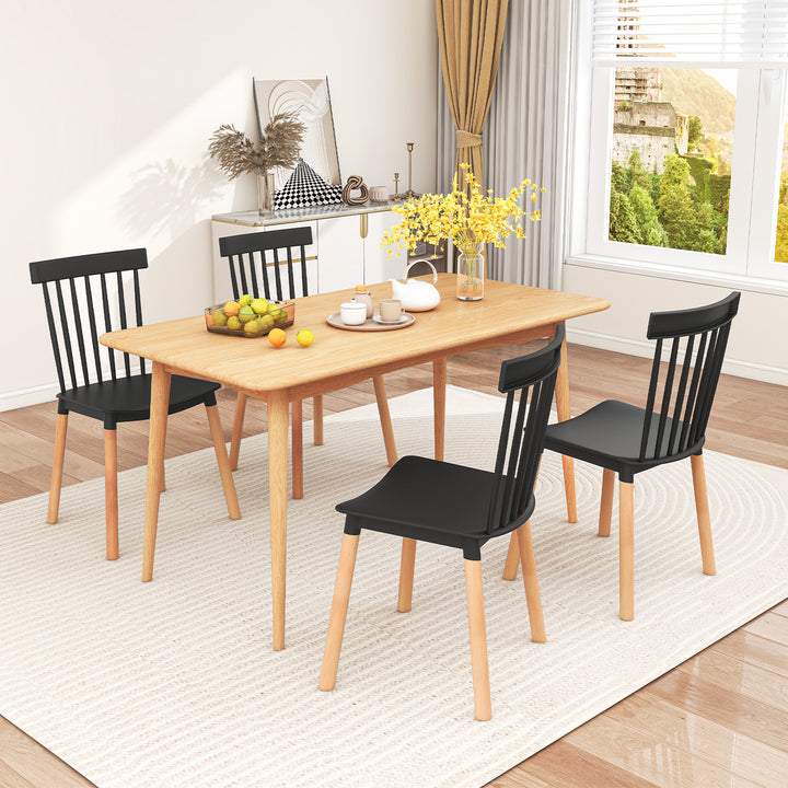 Set of 4 Windsor Dining Chairs with Spindle Backs and Curved Seats - TidySpaces