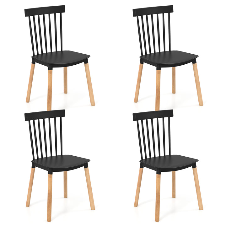 Set of 4 Windsor Dining Chairs with Spindle Backs and Curved Seats - TidySpaces