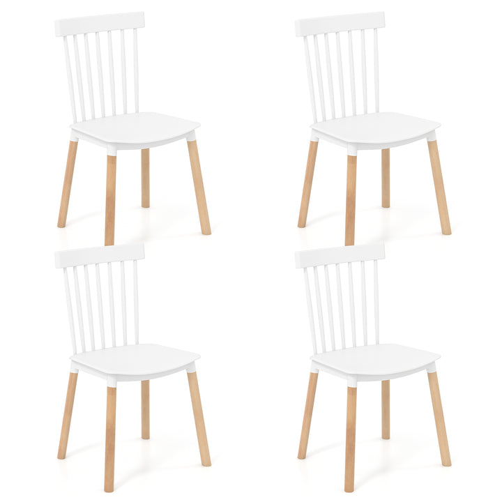 Set of 4 Windsor Dining Chairs with Spindle Backs and Curved Seats - TidySpaces