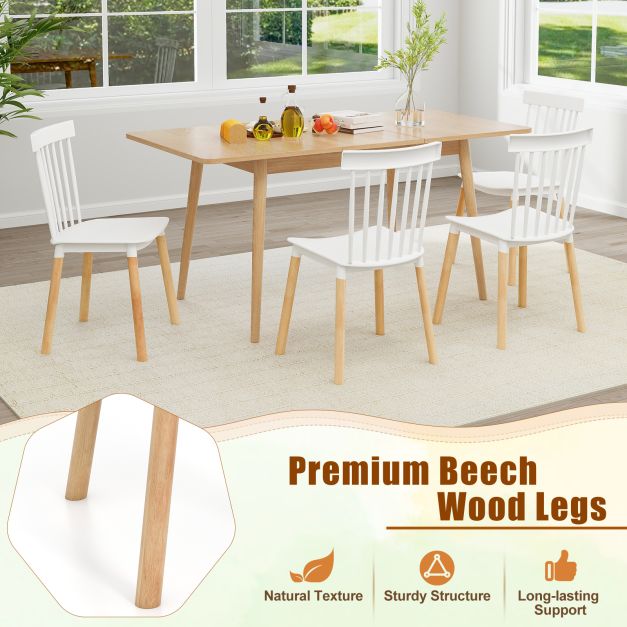 Set of 4 Windsor Dining Chairs with Spindle Backs and Curved Seats - TidySpaces