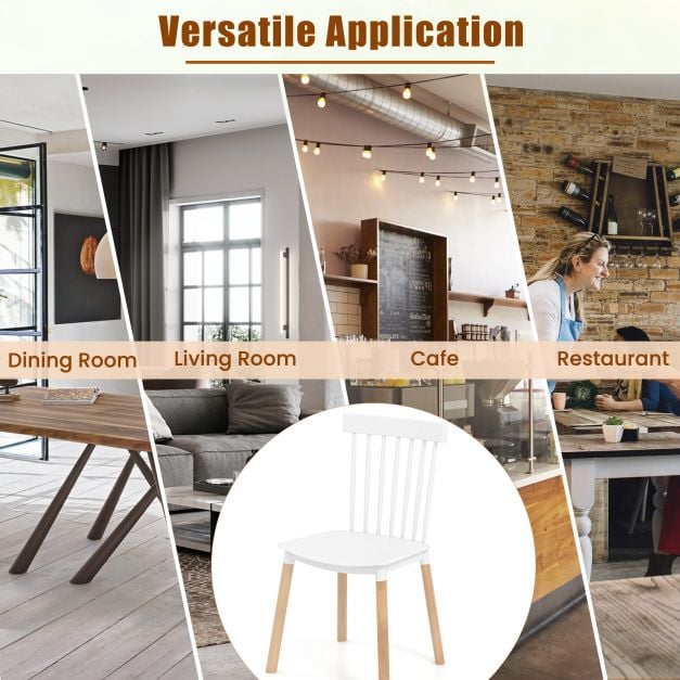 Set of 4 Windsor Dining Chairs with Spindle Backs and Curved Seats - TidySpaces