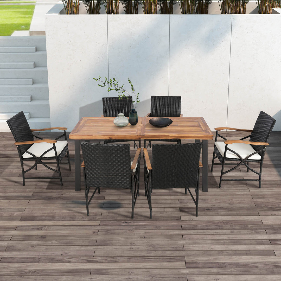 Set of 4 Patio Dining Chairs with All-Weather Wicker and Soft Zippered Cushion - TidySpaces