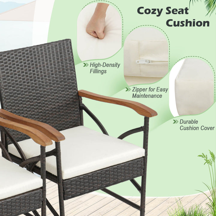 Set of 4 Patio Dining Chairs with All-Weather Wicker and Soft Zippered Cushion - TidySpaces