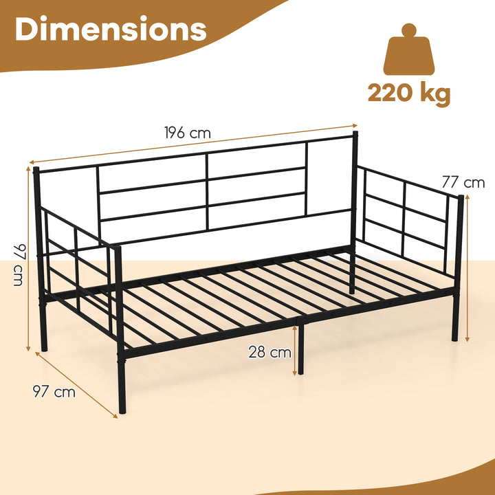 Single Size Daybed with Arms and Back - TidySpaces