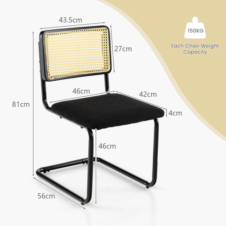 2 Pieces Mid Century Modern Dining Chair with Cantilever Design - TidySpaces