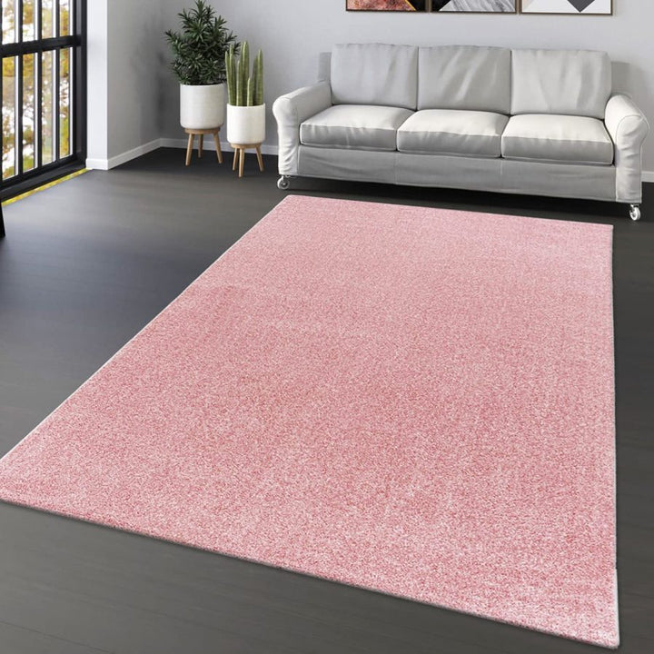 Blush Pink Plain Rug Pink - TidySpaces