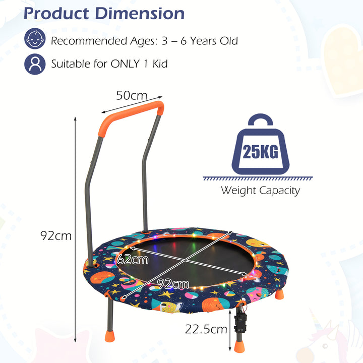 Mini Trampoline for Children with LED Lights and Padded Safety Handle - TidySpaces