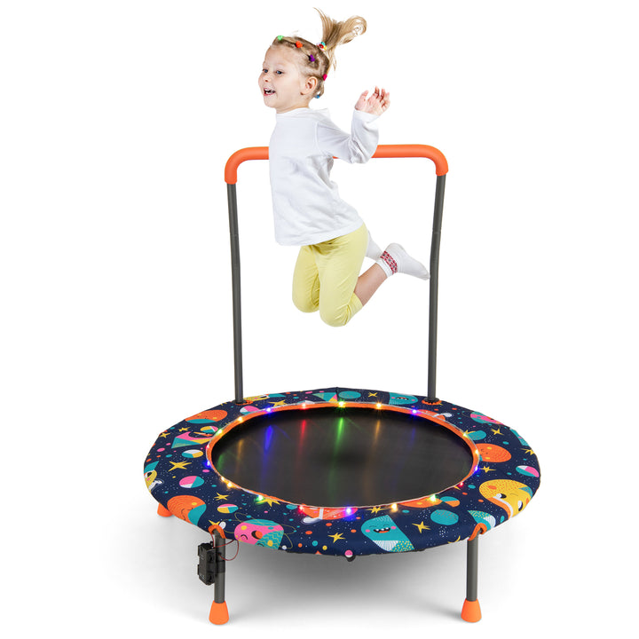 Mini Trampoline for Children with LED Lights and Padded Safety Handle - TidySpaces