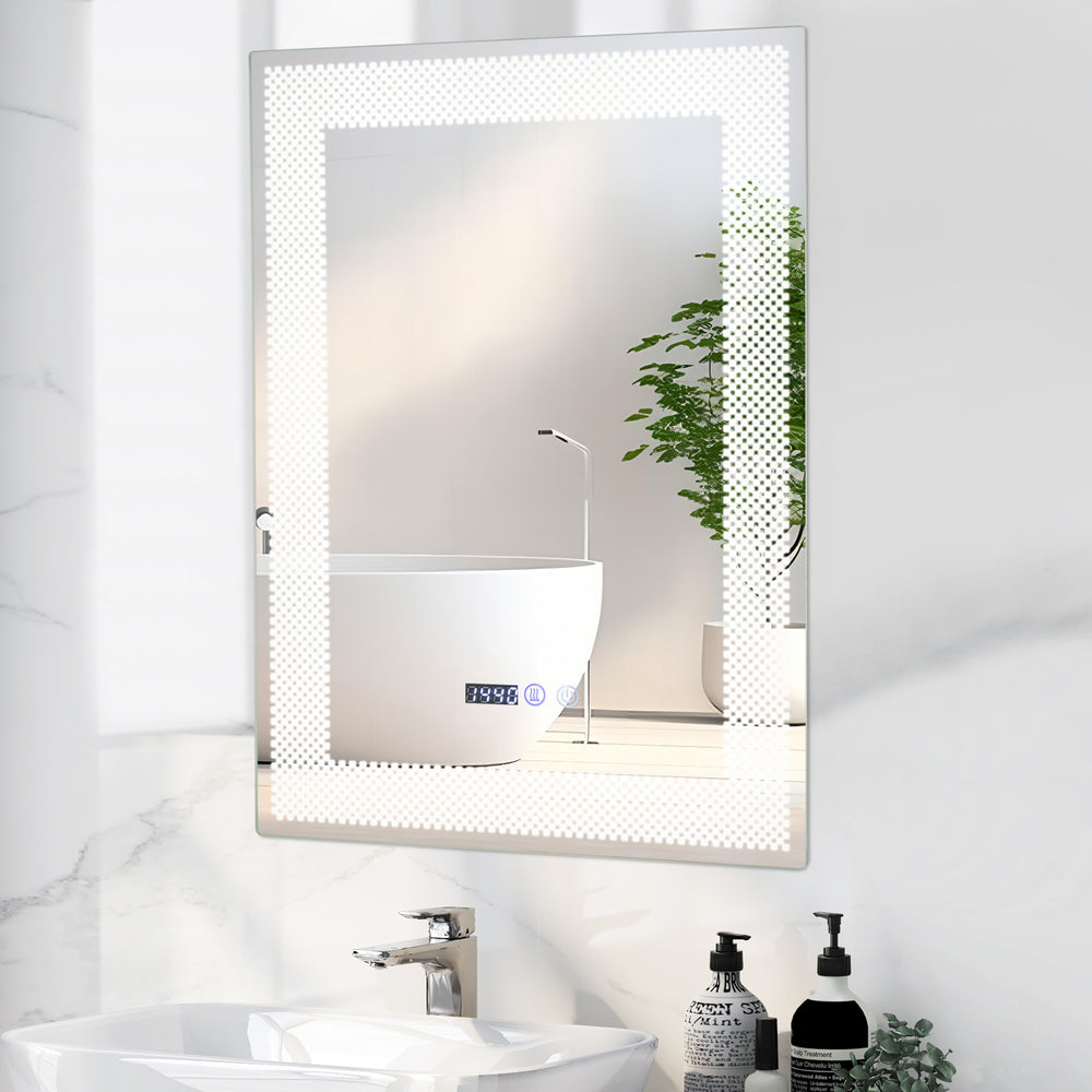 LED Wall Mounted Anti-Fog HD Vanity Mirror with 3 Color Adjustable Lights - TidySpaces