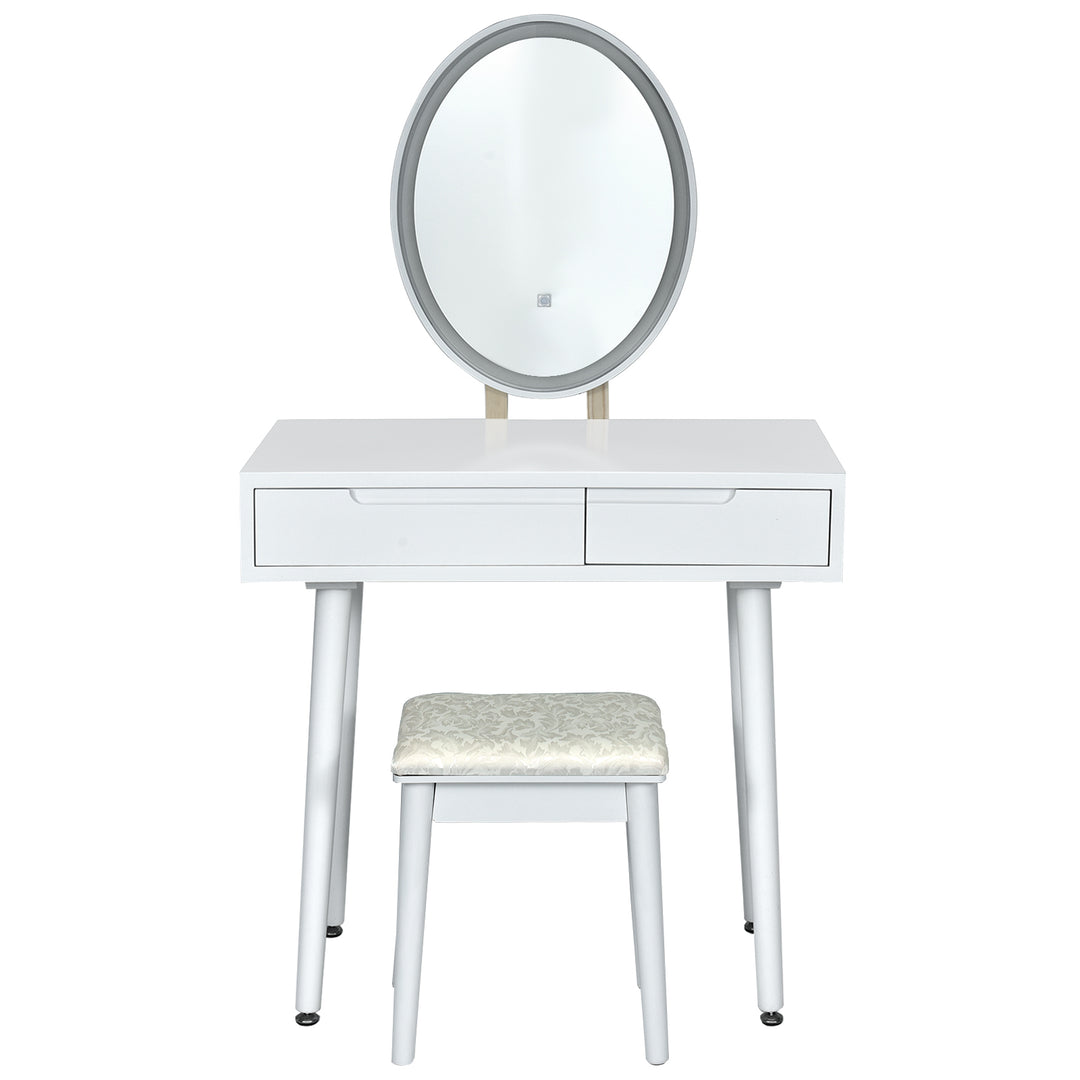 Vanity Table Set with Surrounded LED Tape Lights-White - TidySpaces