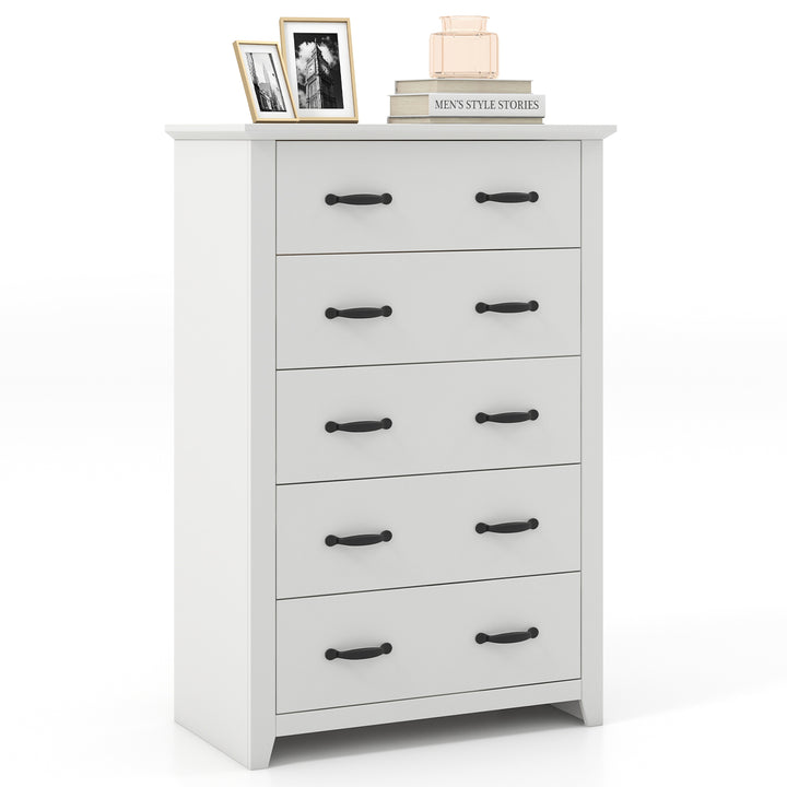 Dresser Vertical Chest of Drawers with 5 Pull out Drawers White - TidySpaces