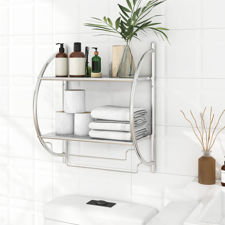 Wall Mounted Bathroom Shelves with Towel Holder - TidySpaces