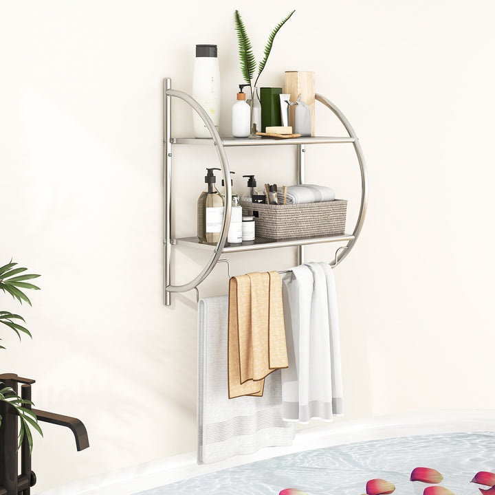 Wall Mounted Bathroom Shelves with Towel Holder - TidySpaces