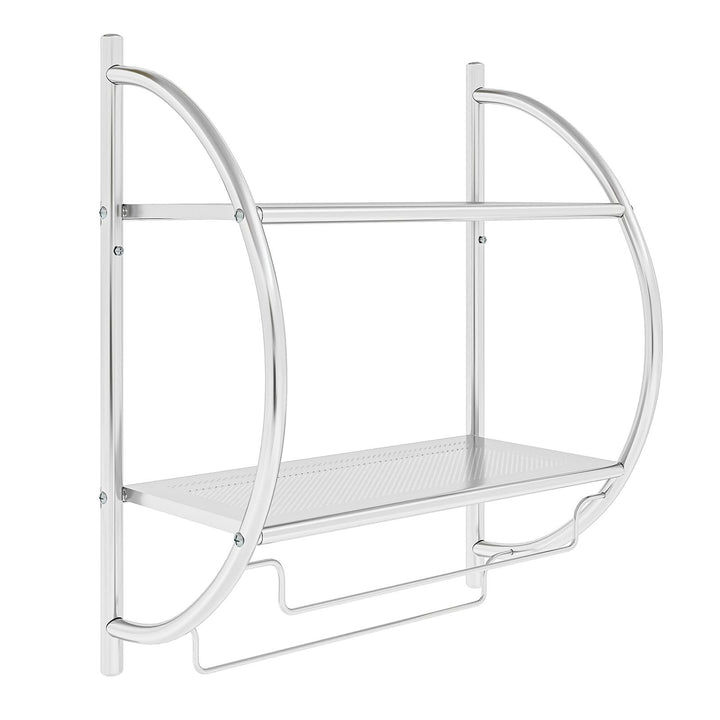 Wall Mounted Bathroom Shelves with Towel Holder Silver - TidySpaces