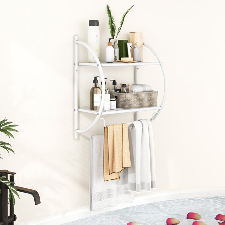 Wall Mounted Bathroom Shelves with Towel Holder - TidySpaces