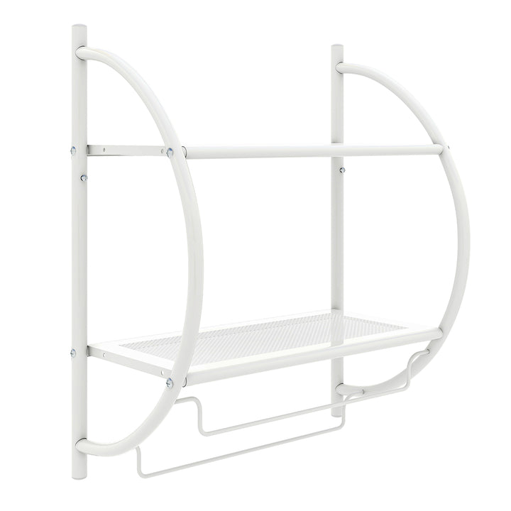 Wall Mounted Bathroom Shelves with Towel Holder White - TidySpaces