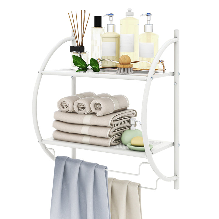 Wall Mounted Bathroom Shelves with Towel Holder - TidySpaces