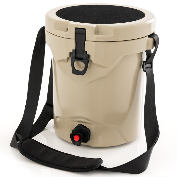 9.5 L Water Cooler Drink Cooler Insulated Ice Chest with Spigot and Shoulder Strap-Beige - TidySpaces