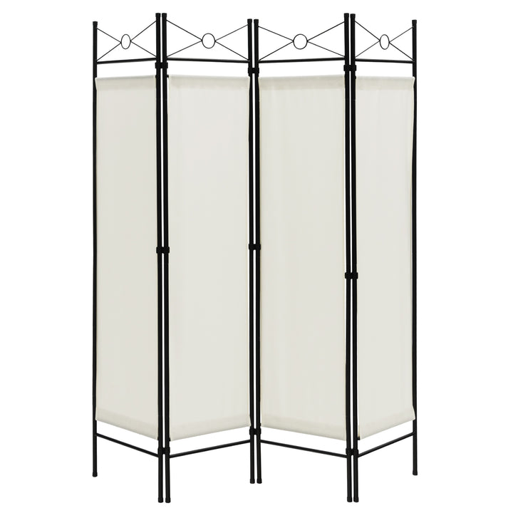 Folding Privacy Screen with Polyester Cloth for Bedroom Living Room-Grey White - TidySpaces