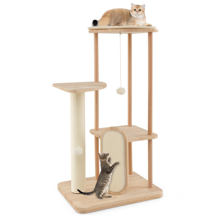 Multi-level Modern Wood Cat Tree with Scratching Board and Post - TidySpaces