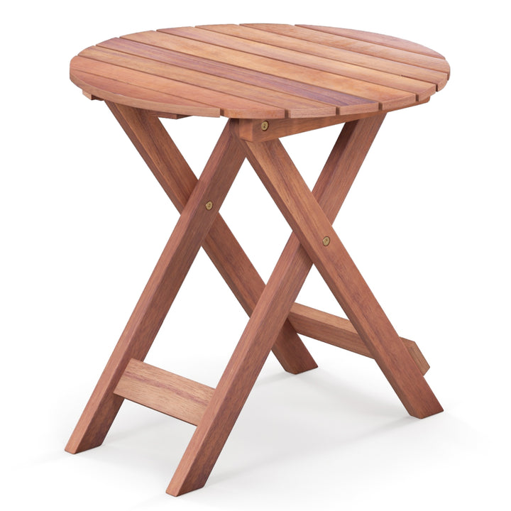 Wooden Side Table with Slatted Tabletop and Sturdy X shaped Frame B - TidySpaces