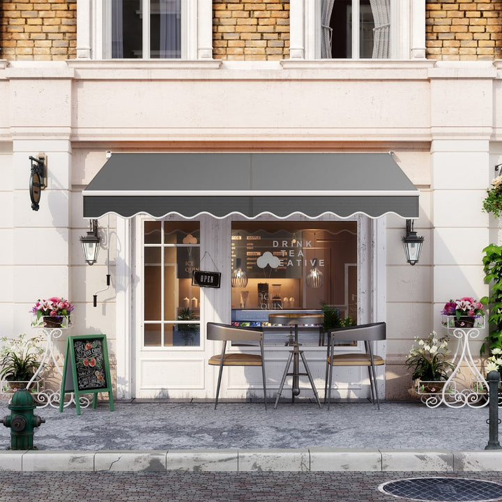 Aluminum Patio Sun Shade with Crank Handle and Water-Resistant Polyester-Grey - TidySpaces