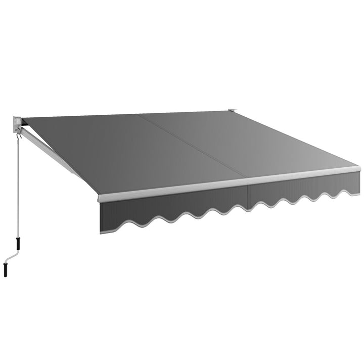 Aluminum Patio Sun Shade with Crank Handle and Water-Resistant Polyester-Grey - TidySpaces