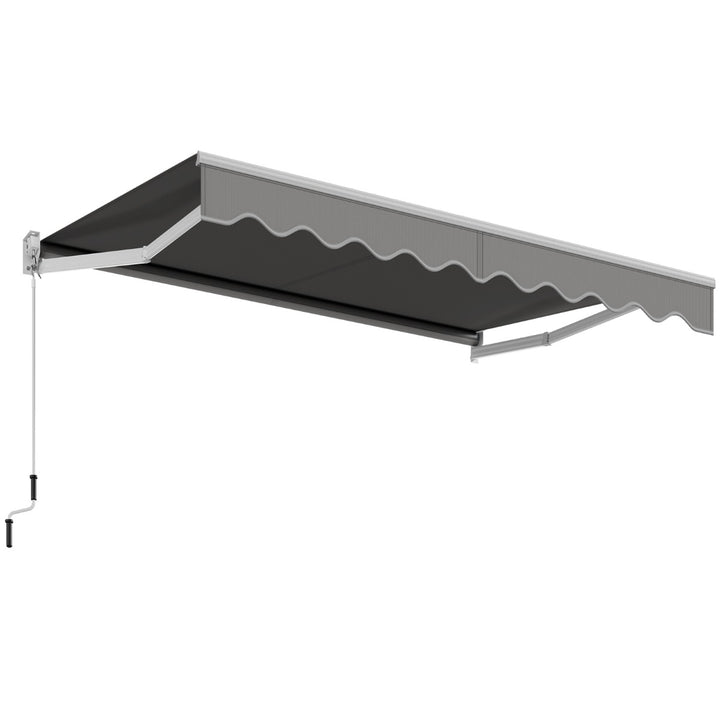 Aluminum Patio Sun Shade with Crank Handle and Water-Resistant Polyester-Grey - TidySpaces