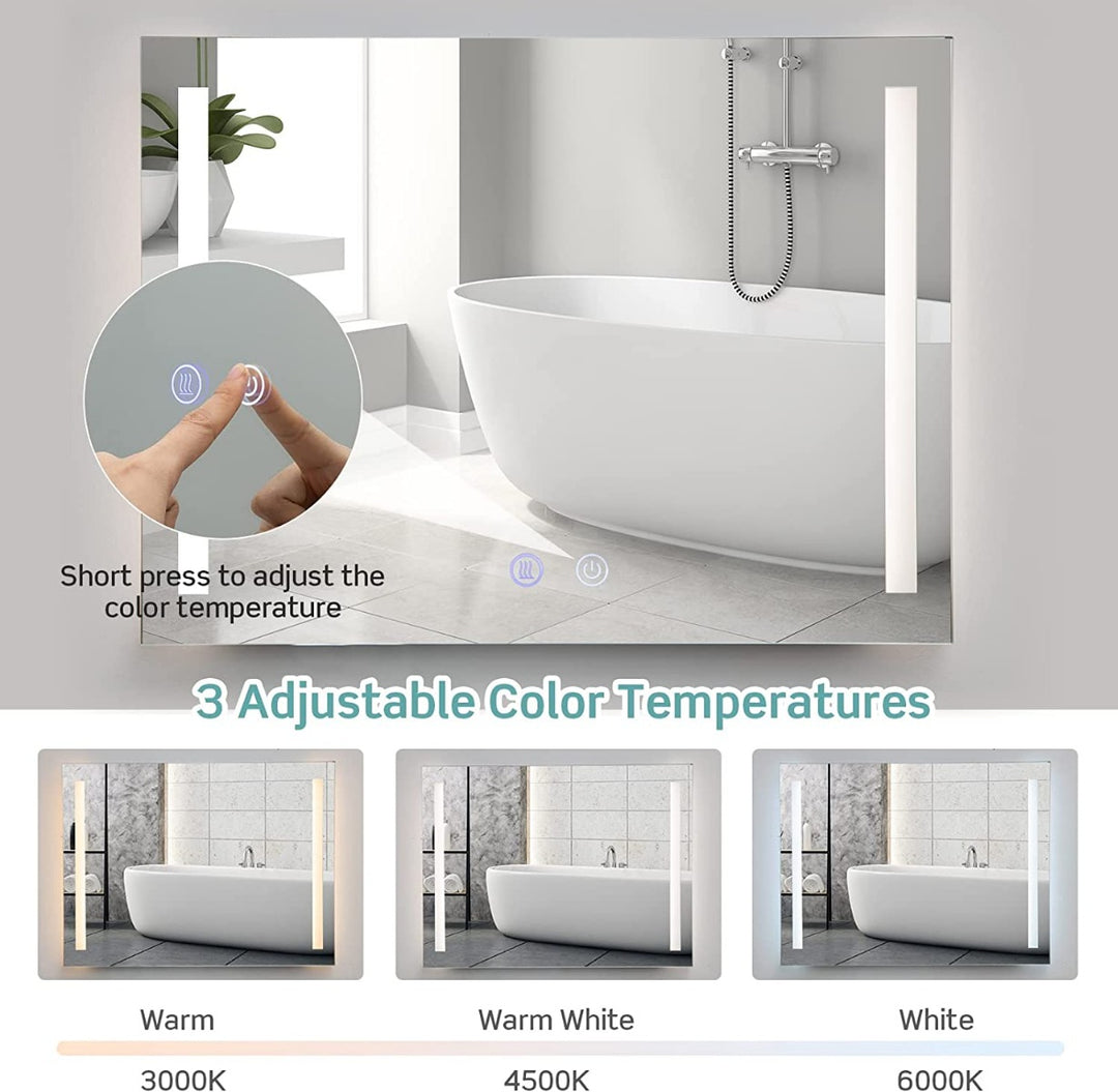 80x60cm LED Illuminated Bathroom Mirror - TidySpaces