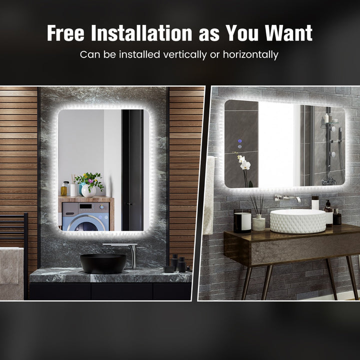 80x60cm Wall Mounted Mirror with Demister Pad - TidySpaces