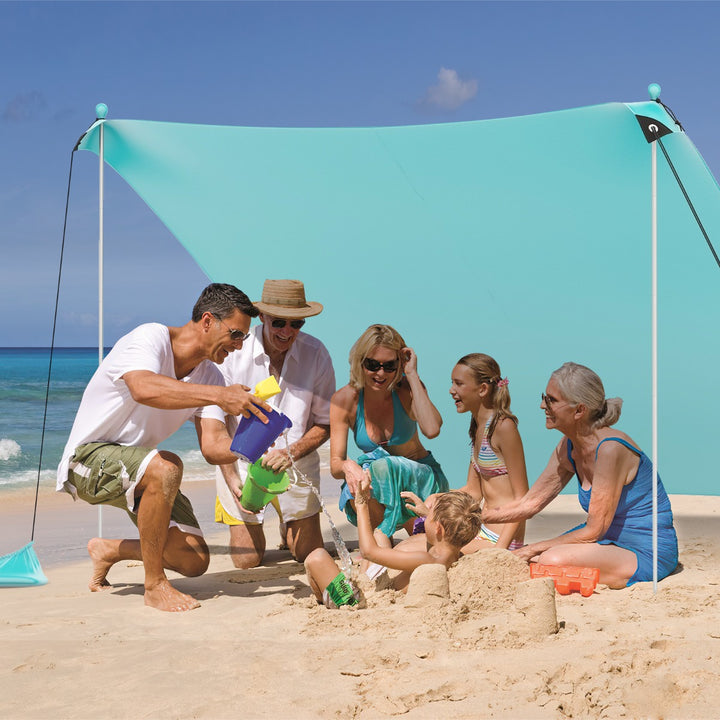 Beach Tent Sun Shelter with 4 Sandbags and UPF 50+ Protection - TidySpaces