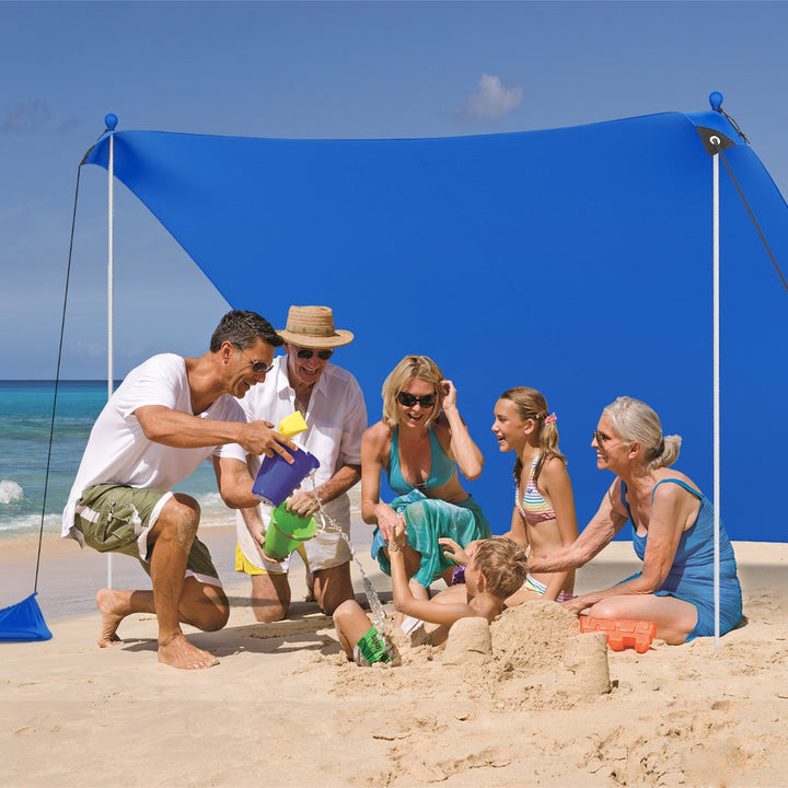Beach Tent Sun Shelter with 4 Sandbags and UPF 50+ Protection - TidySpaces