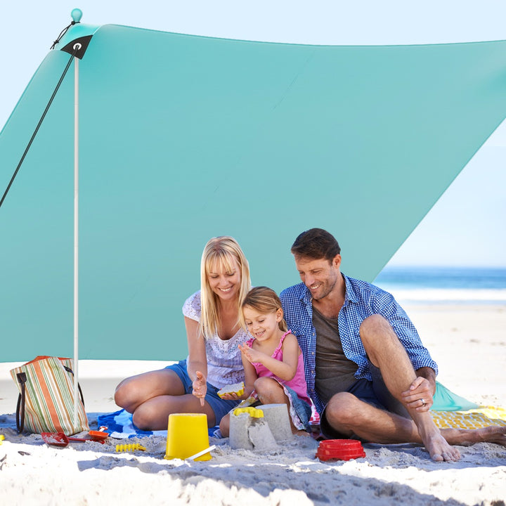 Beach Tent Sun Shelter with 4 Sandbags and UPF 50+ Protection - TidySpaces
