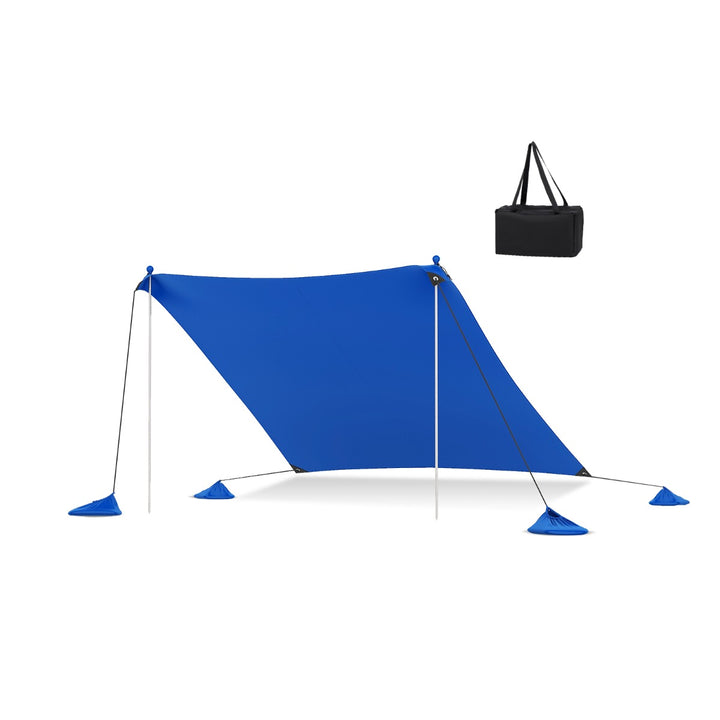 Beach Tent Sun Shelter with 4 Sandbags and UPF 50+ Protection Blue - TidySpaces