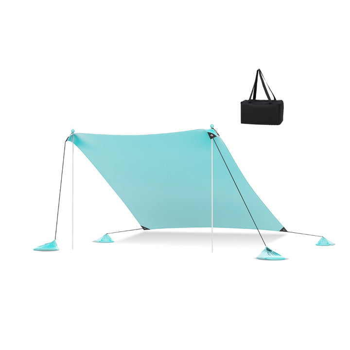 Beach Tent Sun Shelter with 4 Sandbags and UPF 50+ Protection Green - TidySpaces