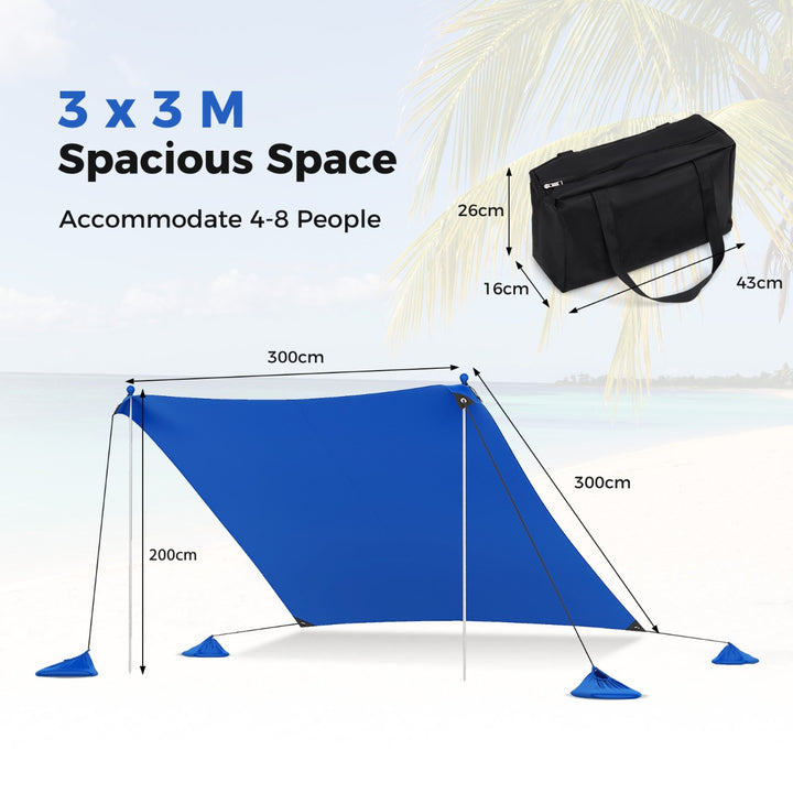 Beach Tent Sun Shelter with 4 Sandbags and UPF 50+ Protection - TidySpaces