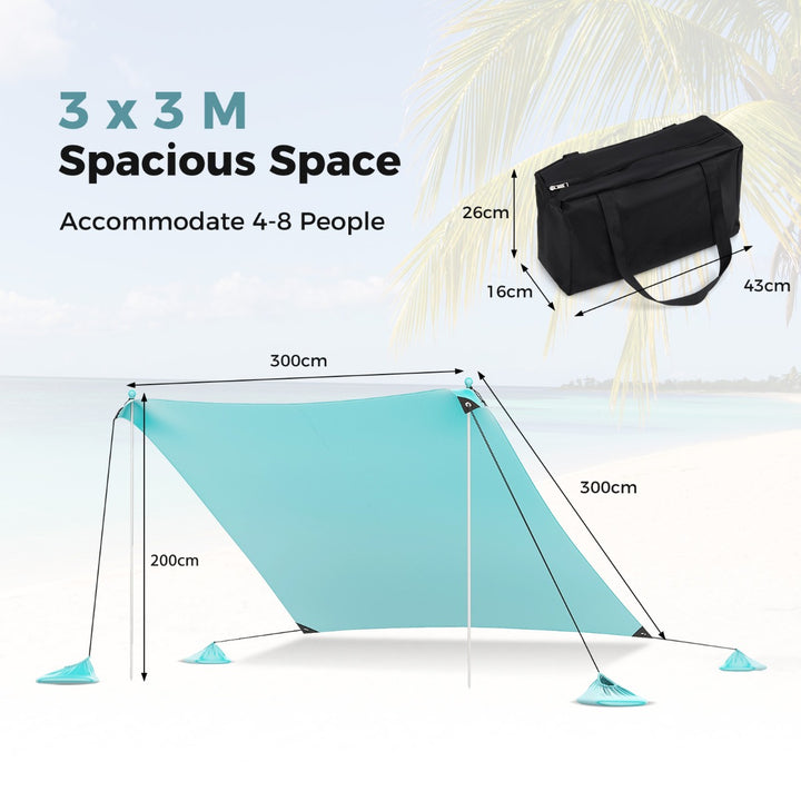 Beach Tent Sun Shelter with 4 Sandbags and UPF 50+ Protection - TidySpaces