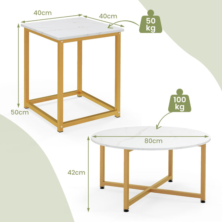 3 Piece Coffee Table Set with Heavy duty Metal Frame - TidySpaces