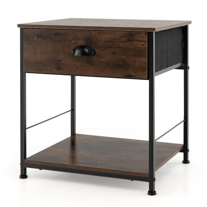 2 tier Nightstand Bedside End Sofa Coffee Table for Bedroom Living Room Brown - TidySpaces