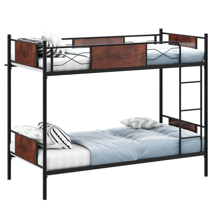 Convertible Metal Bunk Bed Frame with Ladder and Safety Guardrail - TidySpaces