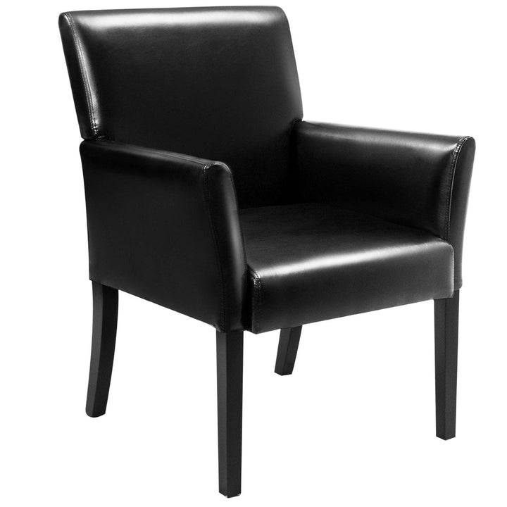 Guest Chair with Wood Frame, Wide Backrest and Ergonomic Armrests Black - TidySpaces