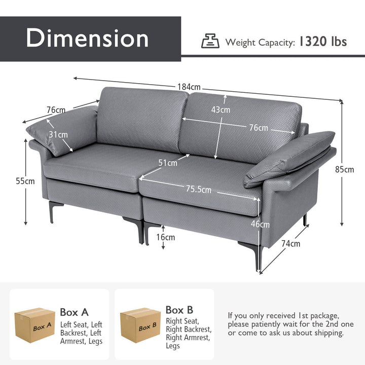 L Shaped 2 Seater Upholstered Sectional Couch - TidySpaces