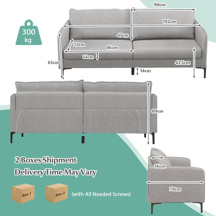 Modern Loveseat 3 Seater Upholstered Sofa with Washable Cushion Covers - TidySpaces