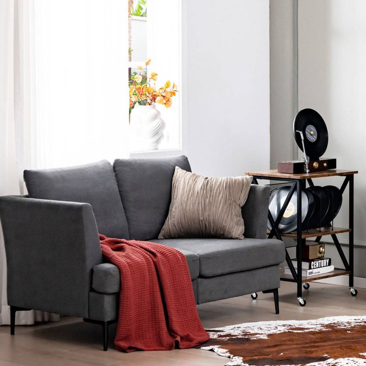 Modern Upholstered Linen Fabric 2 Seater Sofa Grey - TidySpaces
